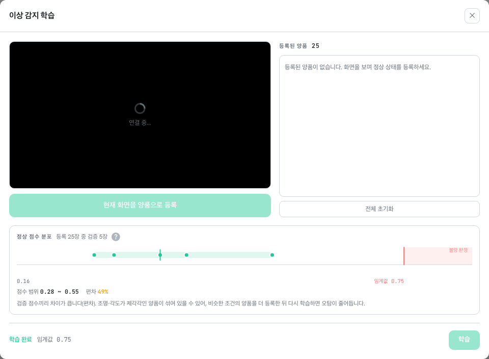 정상 점수 분포 그래프