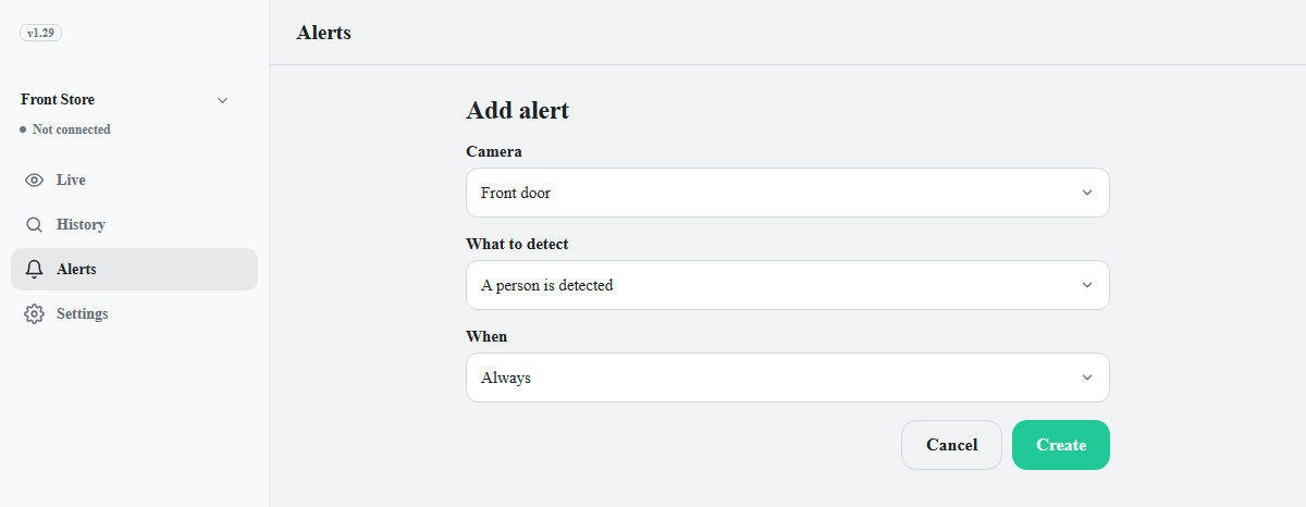 Creating an alert