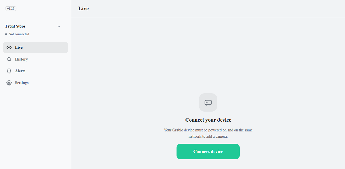 The Connect your device screen