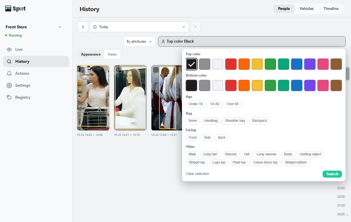 By attributes selected in the People view, with the attribute picker open