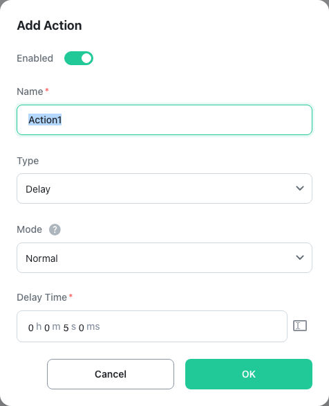 Add action dialog