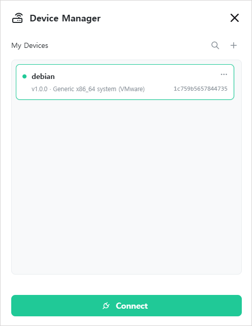 The My Devices list with the Connect button