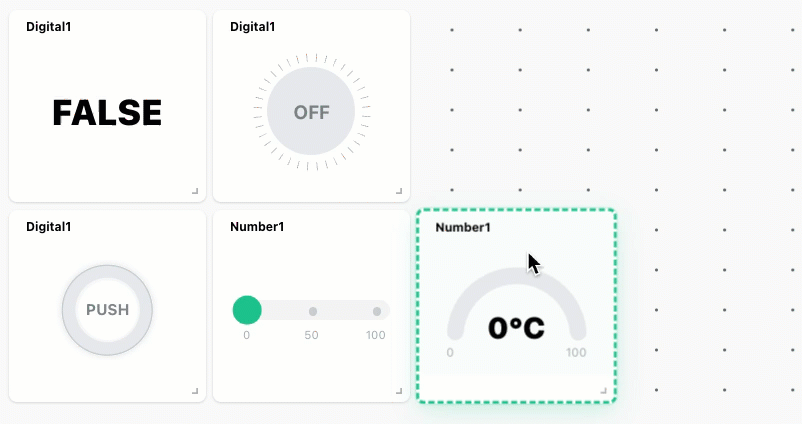 Animation of dragging a dashboard widget to a new position and dragging its corner to resize it
