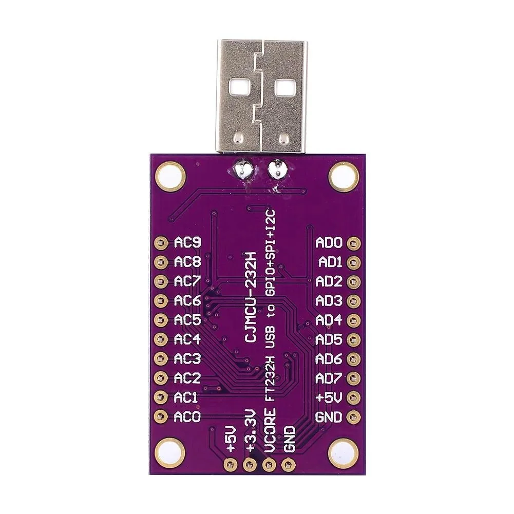 FT232H 모듈 뒷면의 핀 라벨 AC0~AC9, AD0~AD7, +5V, +3.3V, GND